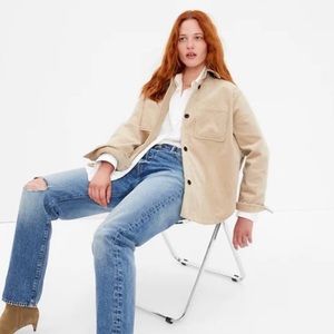 NWT Gap Oversized Corduroy Button Down Jacket Beige Women’s Size Medium